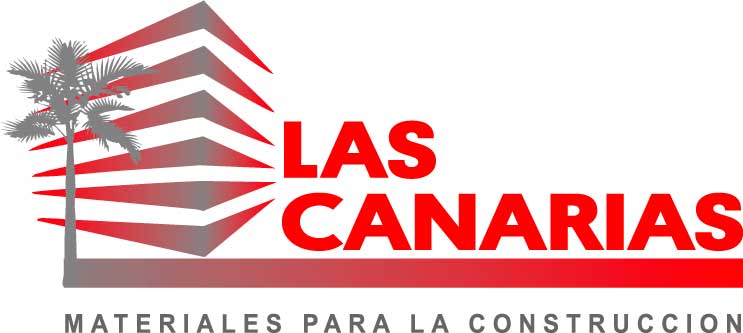 Logo de las canarias, se trata del nombre de la empresa y de fondo un edificio con una palmera